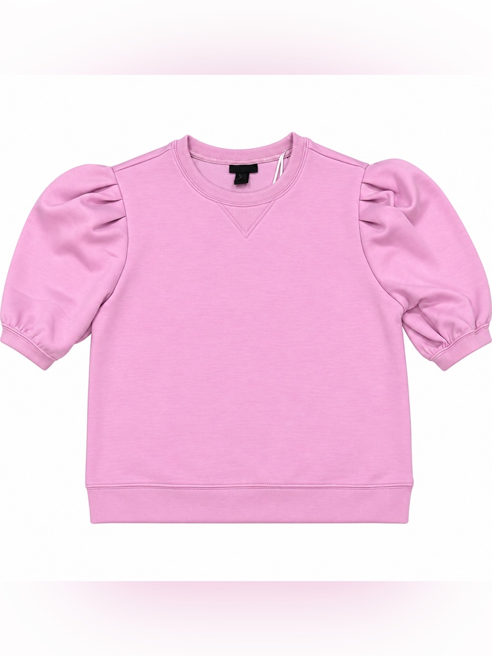 Women’s Puff-Sleeve Crewneck Sweatshirt in Light Pink